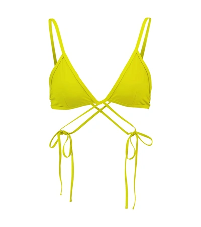 Christopher Esber Looped Tie Triangle Bikini Top In Light Green