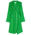 Bottega Veneta Bademantel Aus Baumwoll-frottee Mit Intreccio Muster In Green