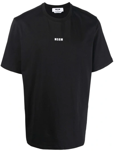 Msgm Printed Logo T-shirt - 黑色 In Black