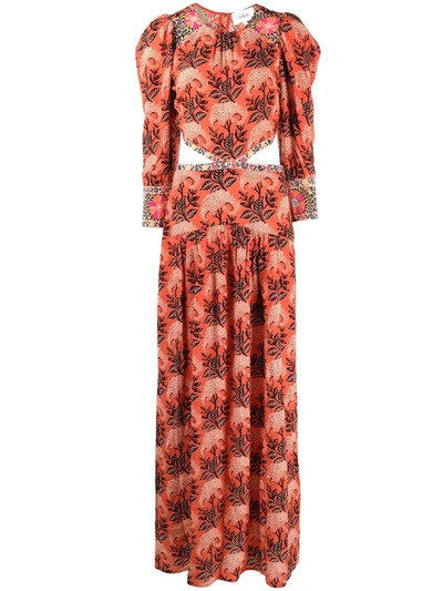 Ba&sh Womens Orange 0156 Gabriel Cut-out Printed Maxi Dress M