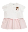 FENDI BABY EMBROIDERED COTTON DRESS,P00597186