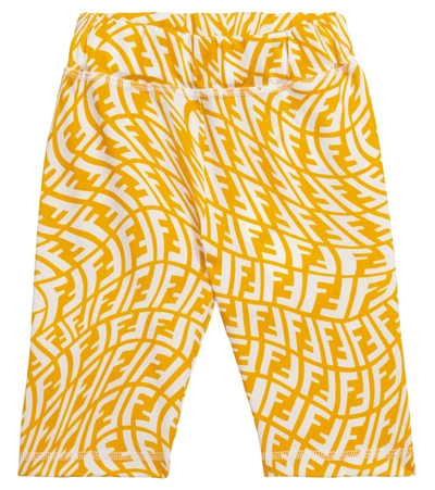 Fendi Kids' Ff Vertigo机车短裤 In Yellow