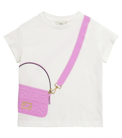 Fendi Babies' Teen Baguette-print Cotton T-shirt In White