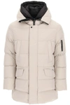 Moorer Feather-down Hooded Duffle Coat In Pearl (grey)