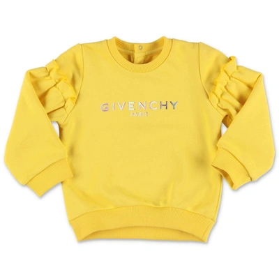 Givenchy Kids Logo Printed Ruffle Detail Sweatshirt In Yellow