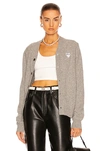 Comme Des Garçons Play White Heart Cardigan In Light Grey