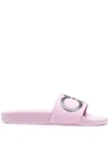 Ferragamo Gancini-print Pool Slides In Pink