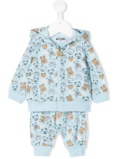 Moschino Babies' Kids All-over Teddy Bear Tracksuit (6-36 Months) In Blue