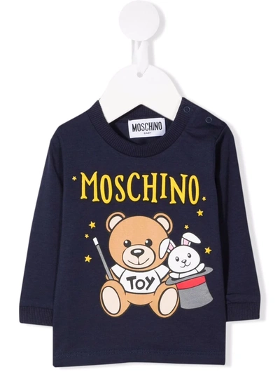 Moschino Babies' Teddy Bear 印花t恤 In Blue