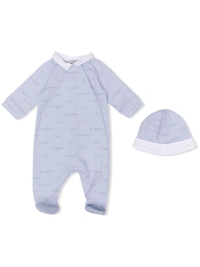 Givenchy Logo-print Babygrow Set In Blue
