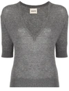 Khaite Sierra Cropped Stretch-cashmere Sweater In Grey