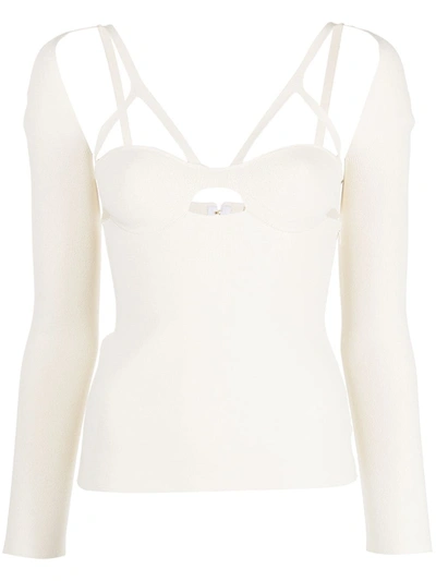 Khaite Roza Cut-out Knitted Top In Weiss
