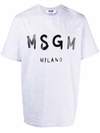 Msgm Logo Print Cotton  T-shirt In Grau