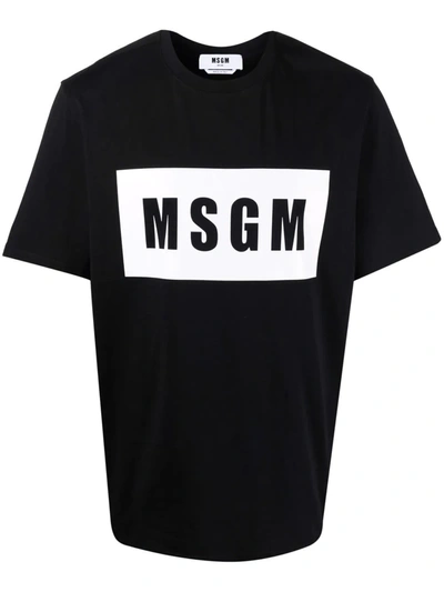 Msgm Logo-print Cotton T-shirt In Black