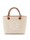 Loewe Anagram Medium Leather-trimmed Embroidered Canvas Tote In Ecru