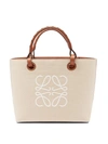 Loewe Anagram Medium Leather-trimmed Embroidered Canvas Tote In Ecru Tan