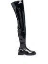 Givenchy Black Patent Leather Thigh-high Boots In Black