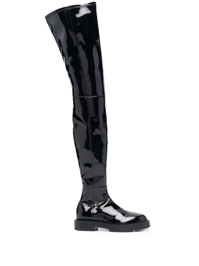Givenchy Black Patent Leather Thigh-high Boots In White