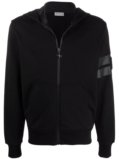 Moncler Logo-patch Zipped Hoodie In Black