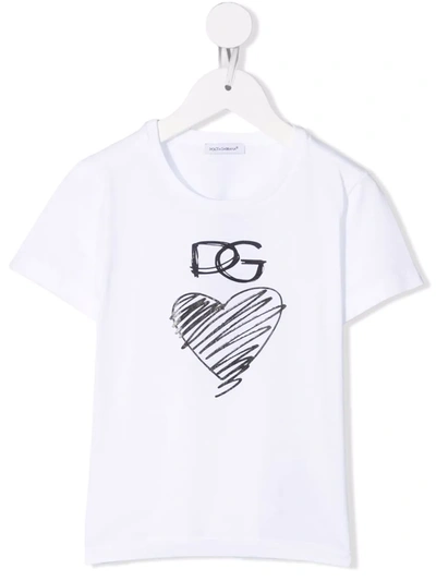 Dolce & Gabbana Kids' Graphic-print Short-sleeve T-shirt In White