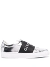 GIVENCHY METALLIC-EFFECT LOGO-PRINT TRAINERS