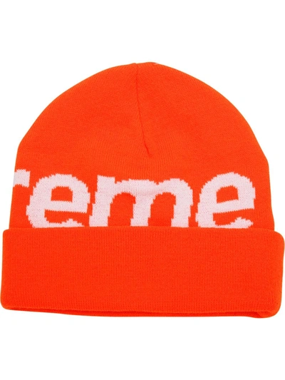Supreme Big Logo Beanie In Orange