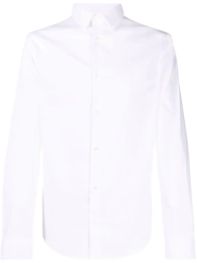 Emporio Armani Logo-patch Longsleeved Shirt In Weiss