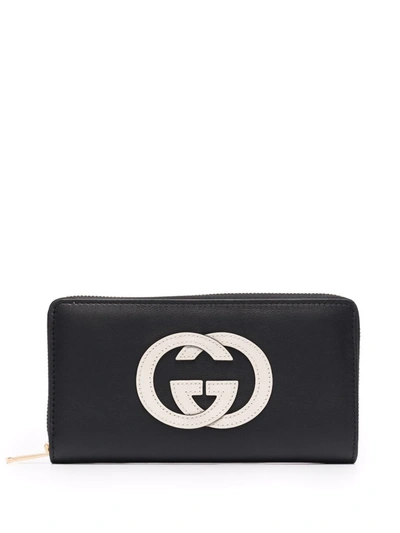 Gucci Gg Monogram Leather Wallet In Schwarz