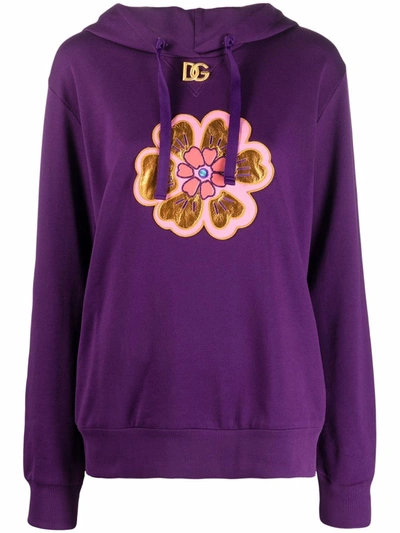 Dolce & Gabbana Floral-print Hoodie In Purple