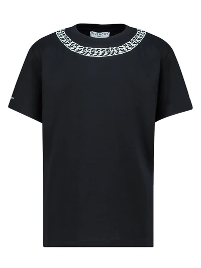 Givenchy Black T-shirt For Kids With Chain