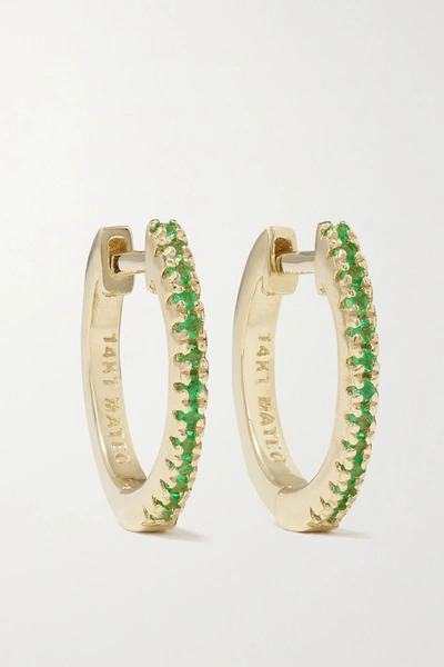 Mateo 14-karat Gold Emerald Hoop Earrings