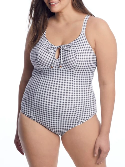 Elomi Plus Size Checkmate One-piece In Grey Marl