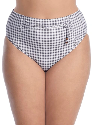 Elomi Plus Size Checkmate Full Bikini Bottom In Grey Marl