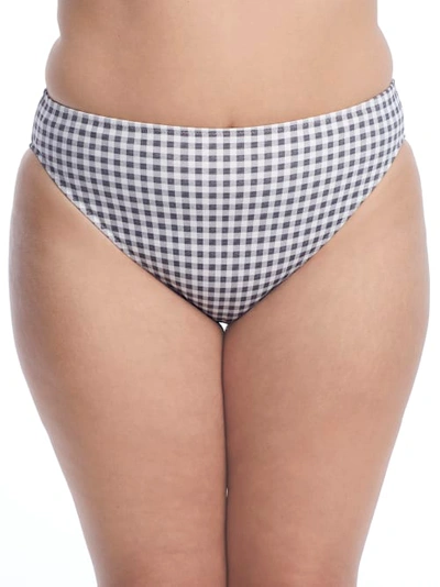 Elomi Plus Size Checkmate Mid-rise Bikini Bottom In Grey Marl