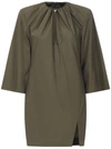 Attico Womens Military Green Drawstring-neck Cotton-poplin Mini Dress 12 In Green