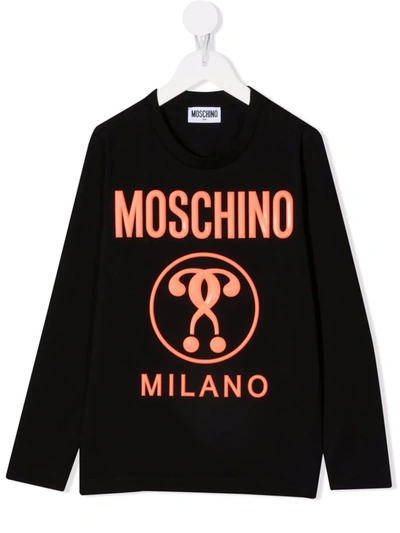 Moschino Kids' Logo Print T-shirt In Black