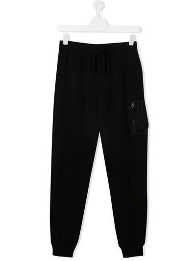 Moschino Kids' Zip-pocket Track Trousers In Black