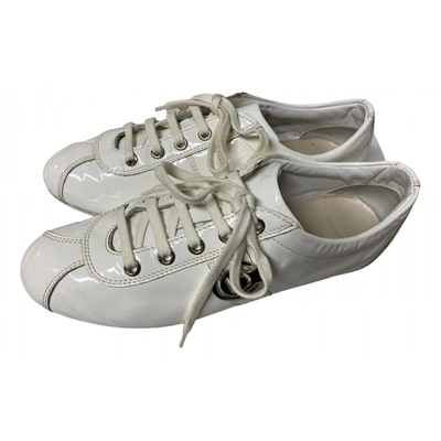 Pre-owned Dior Patent Leather Trainers In White