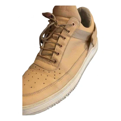 Pre-owned Filling Pieces Leather High Trainers In Beige