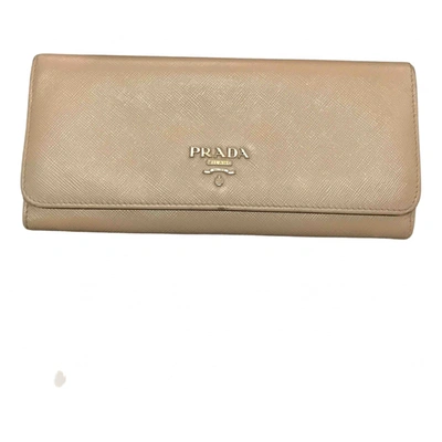 Pre-owned Prada Leather Wallet In Camel