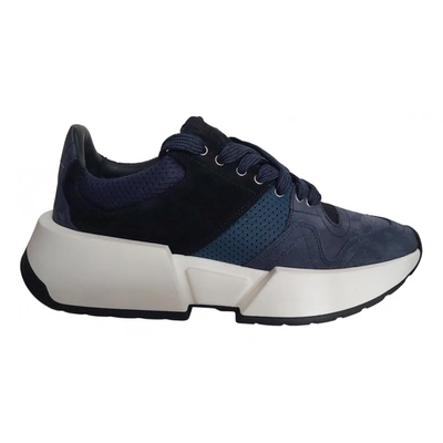 Pre-owned Mm6 Maison Margiela Leather Trainers In Navy