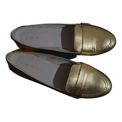 Pre-owned Jonak Leather Flats In Gold