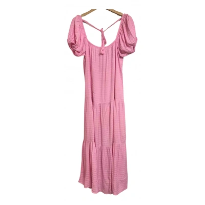Pre-owned Solid & Striped Maxi Dress In Pink