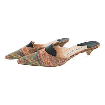 Pre-owned Manolo Blahnik Maysale Cloth Sandals In Multicolour