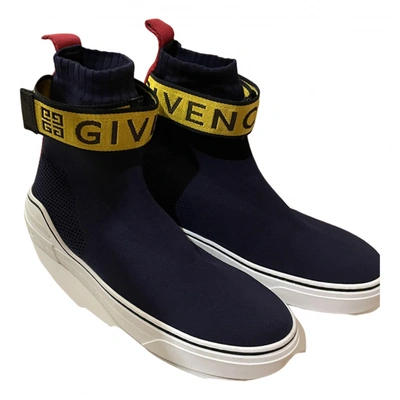 Pre-owned Givenchy George V Cloth High Trainers In Navy