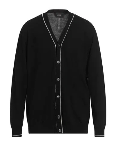 +39 Masq Man Cardigan Black Size 48 Merino Wool