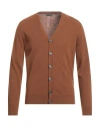 +39 Masq Man Cardigan Chocolate Brown Size 46 Wool