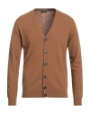 +39 Masq Man Cardigan Camel Size 44 Wool In Beige