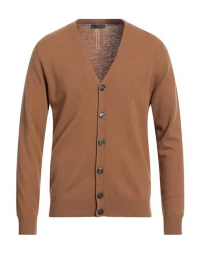 +39 Masq Man Cardigan Camel Size 44 Wool In Beige