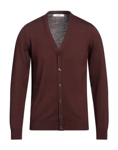 +39 Masq Man Cardigan Cocoa Size 36 Merino Wool In Brown